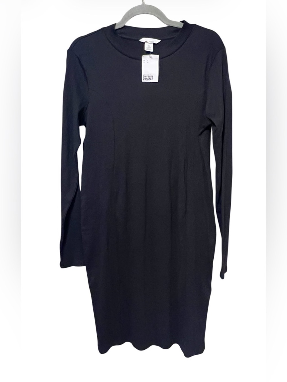 H&M MAMA Ribbed Maternity Dress Black NWT Size L | Long Sleeve | Retail $65
